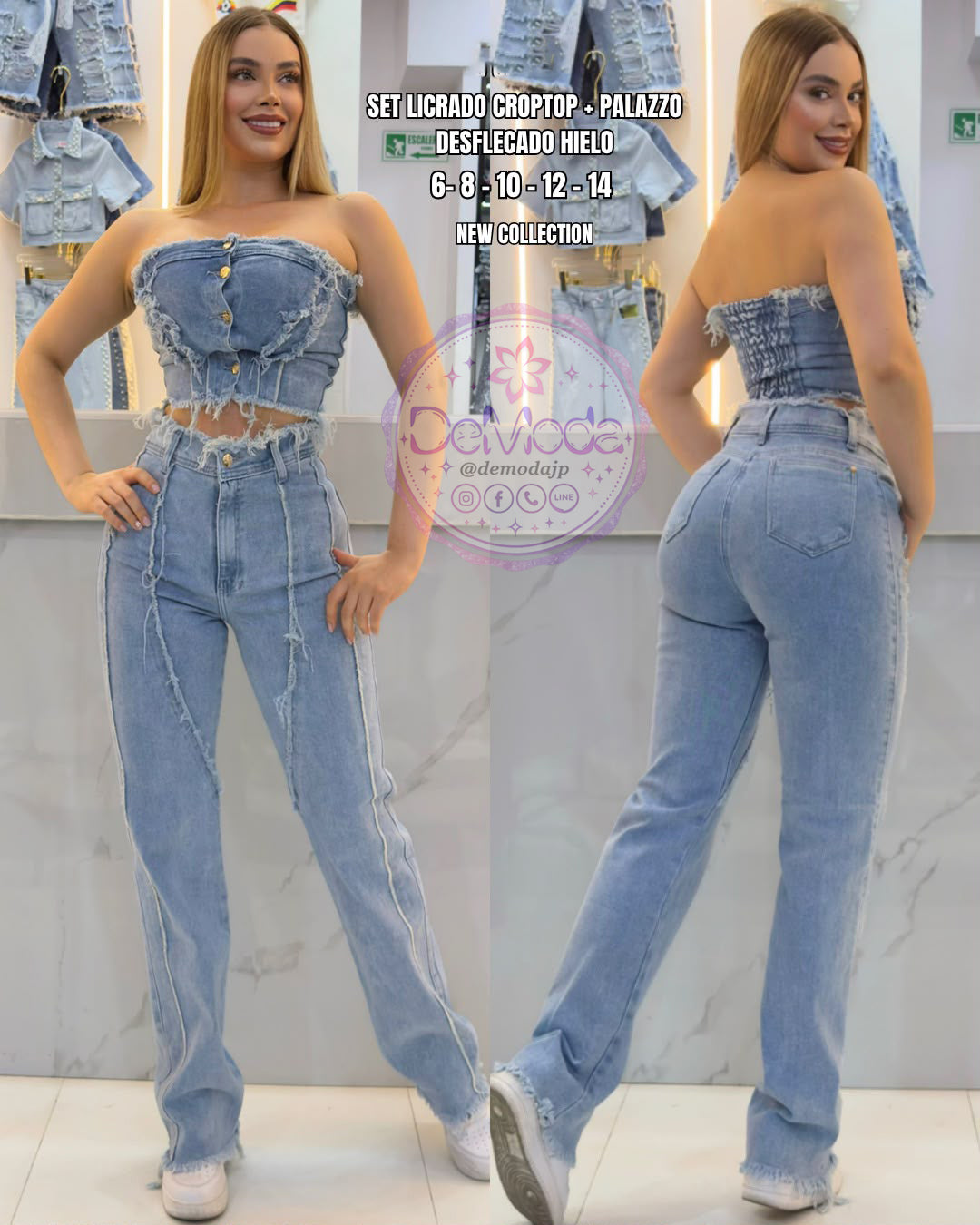 Set Jeans Palazzo flecos