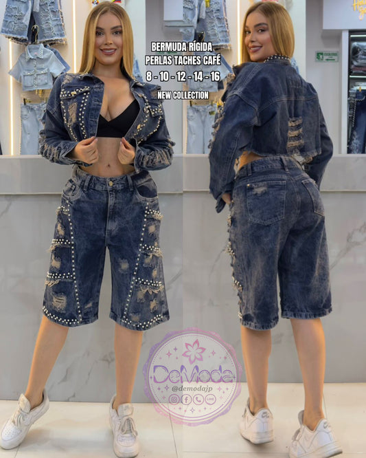 Bermuda Jeans Taches
